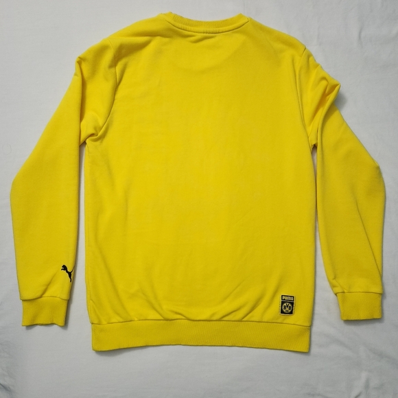 Mens Puma Yellow Borussia Dortmund Pullover Sweatshirt Medium Bundesliga Germany - Picture 3 of 5